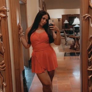 💥Express Hot Orange Side Tie Romper💥